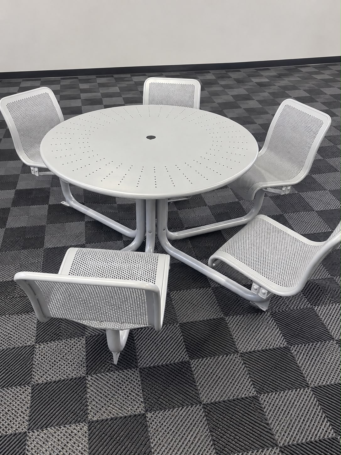 Rady Children's Hospital outdoor seating after powder coating