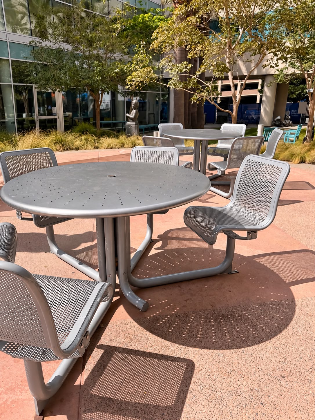 Rady Children's Hospital outdoor seating before powder coating