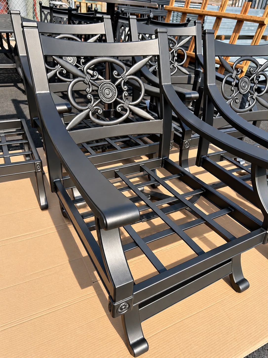 Before and after patio furniture powder coating after