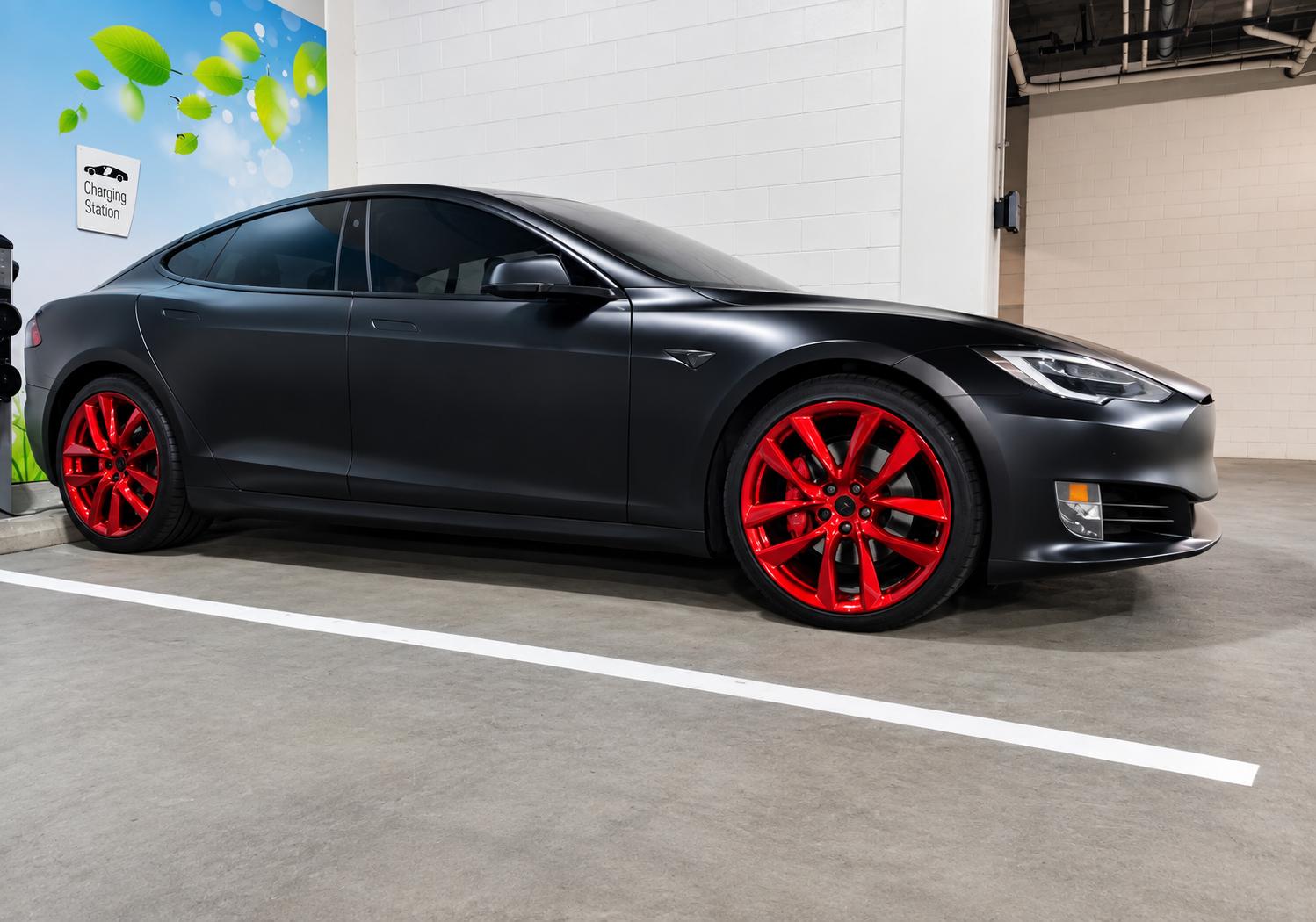 Candy red rims powder coating